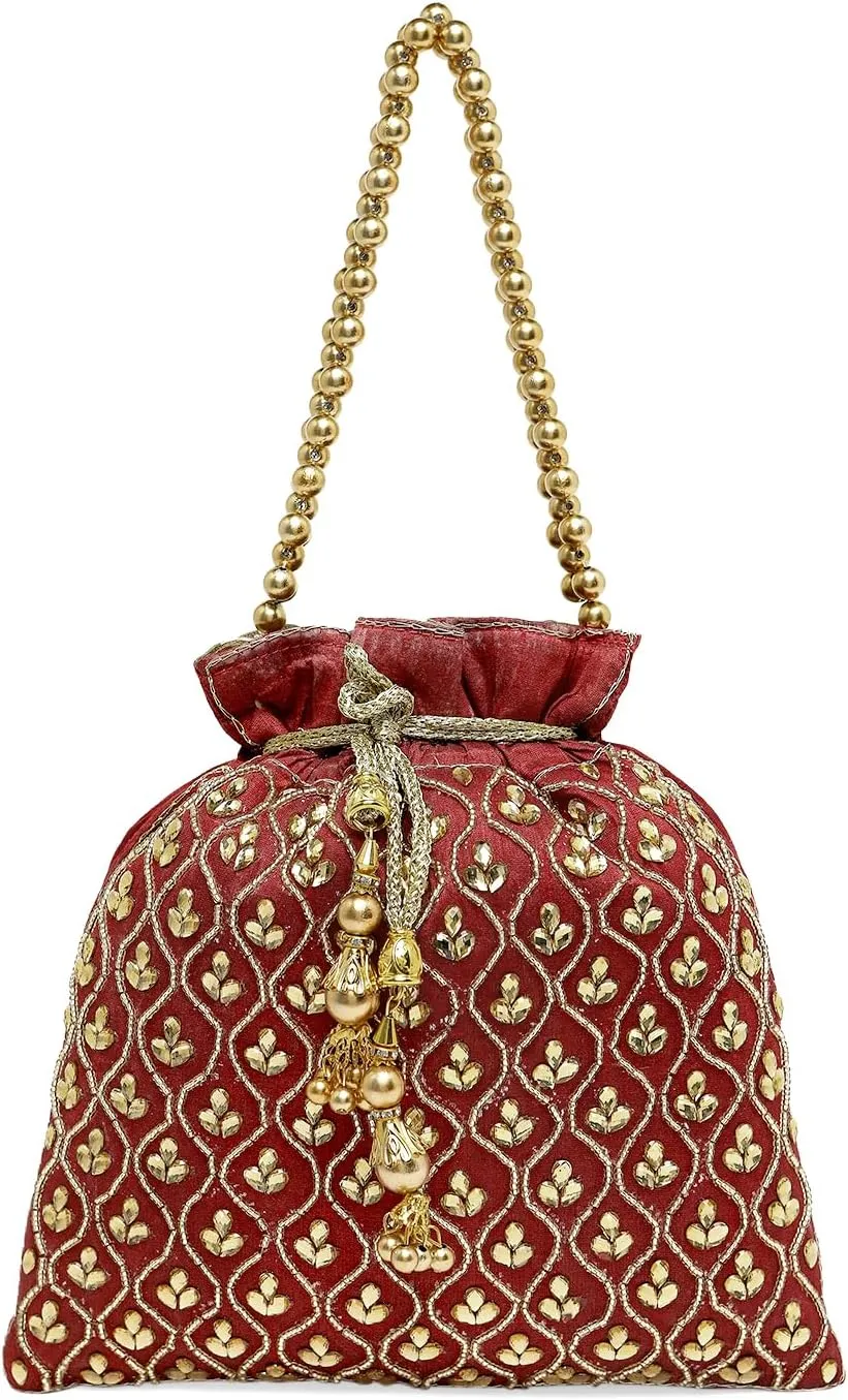 Aheli Potli Purses Gift for Women Handmade Evening Handbag Stylish Bridal Fashion Wristlet