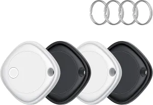 Air Tags-4 Pack, Bluetooth Tracker Works with Apple Find My APP (iOS Only), Bluetooth Smart Air Tag Keys Finder and Item Locator for Keys, Bags, Luggage, Pets, Wallet, Replaceable Battery