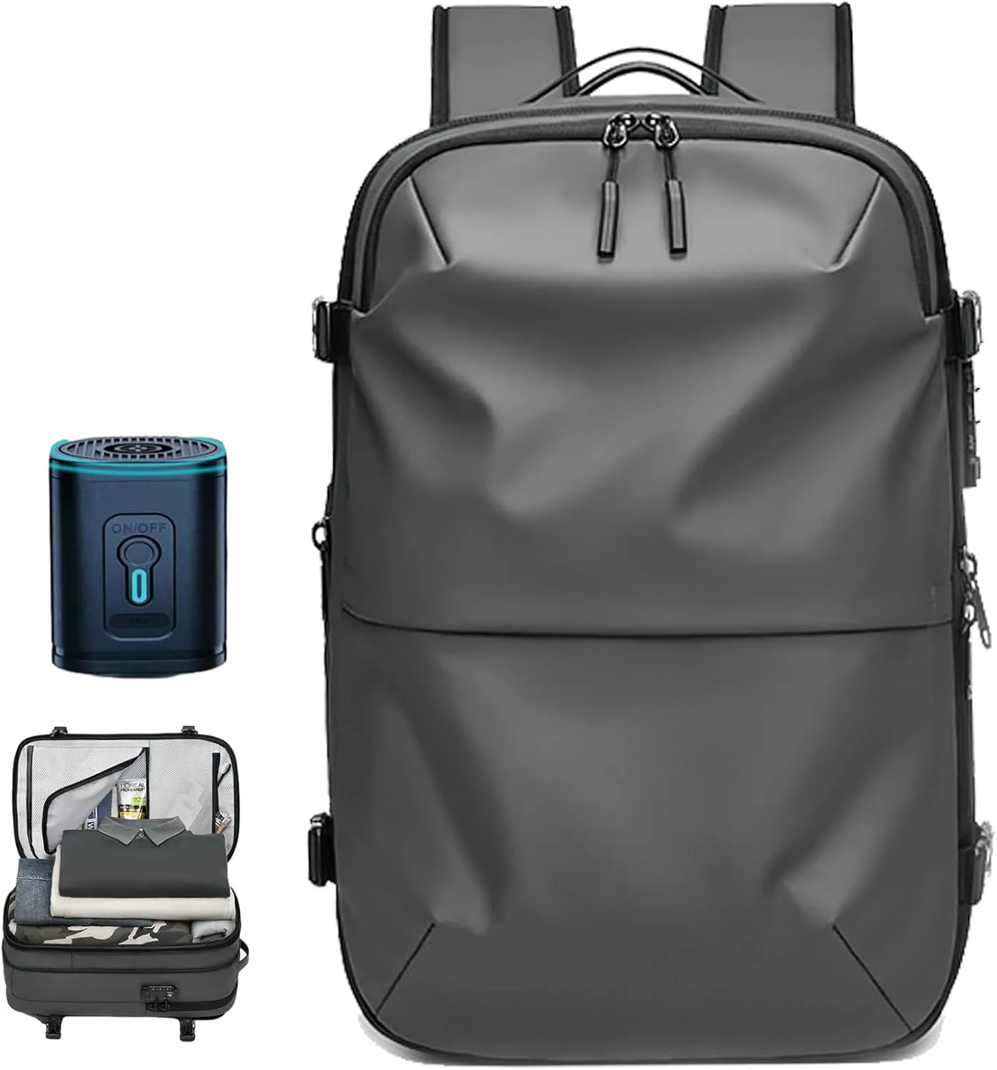 Airback Backpack Vacuum Travel With Vacuum Compression,Airpax Discoverer Travel Bag,Waterproof And Anti-Theft (Dark gray)