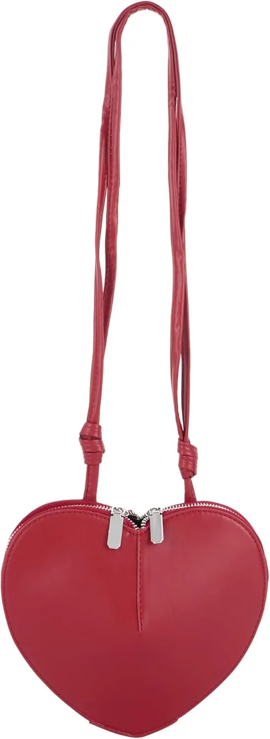 Aisi Women Cute Heart Shaped Shoulder Bag PU Leather Crossbody Purse Small Coin Purse Satchels Handbag