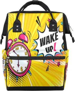 Alarm Clock Diaper Bag Tote Large Capacity Waterproof with Adjustable Shoulder Strap and Pram Straps Mommy Bag for Hospital Beach Weekender Travel