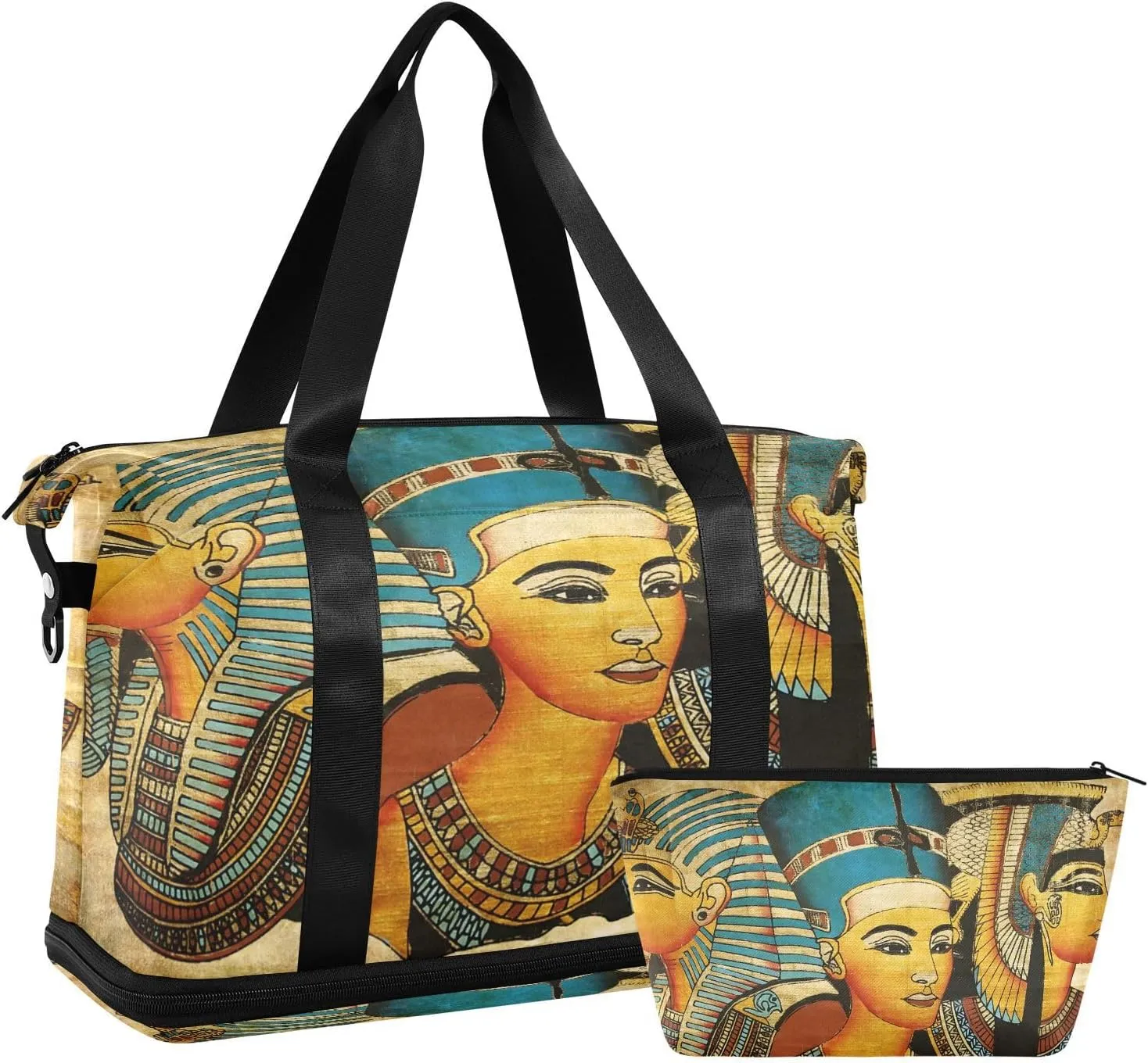 ALAZA Ancient Egyptian Parchment Travel Duffel Bag for Women Men Sports Gym Bag with Shoe Compartment Tote Weekender Overnight Bag with Wet Pocket for Travel, Gym,Yoga,Swimming