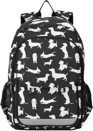 ALAZA Cartoon Dog Black Laptop Backpack Purse for Women Men School Bag 17 Inch Bookbag Student Boys Girls Travel Casual Daypack