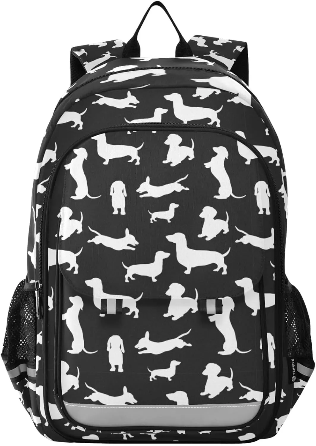 ALAZA Cartoon Dog Black Laptop Backpack Purse for Women Men School Bag 17 Inch Bookbag Student Boys Girls Travel Casual Daypack