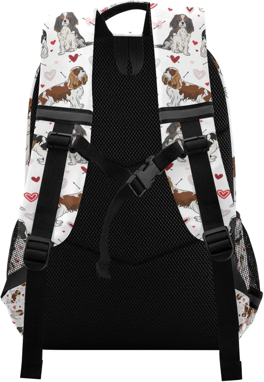 ALAZA Cavalier King Charles Spaniel Dog Valentine's Day Heart Backpack Girls Kids Backpacks Boys School Bookbag 3rd 4th 5th Grade Casual Daypack Laptop Shoulder Bag with Chest Strap