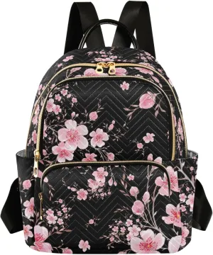 ALAZA Cherry Blossom Sakura Floral Mini Backpack Purse for Women Travel Bag Fashion Daypack Back Pack Shoulder Bag