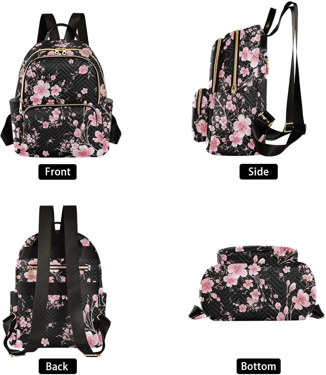 ALAZA Cherry Blossom Sakura Floral Mini Backpack Purse for Women Travel Bag Fashion Daypack Back Pack Shoulder Bag
