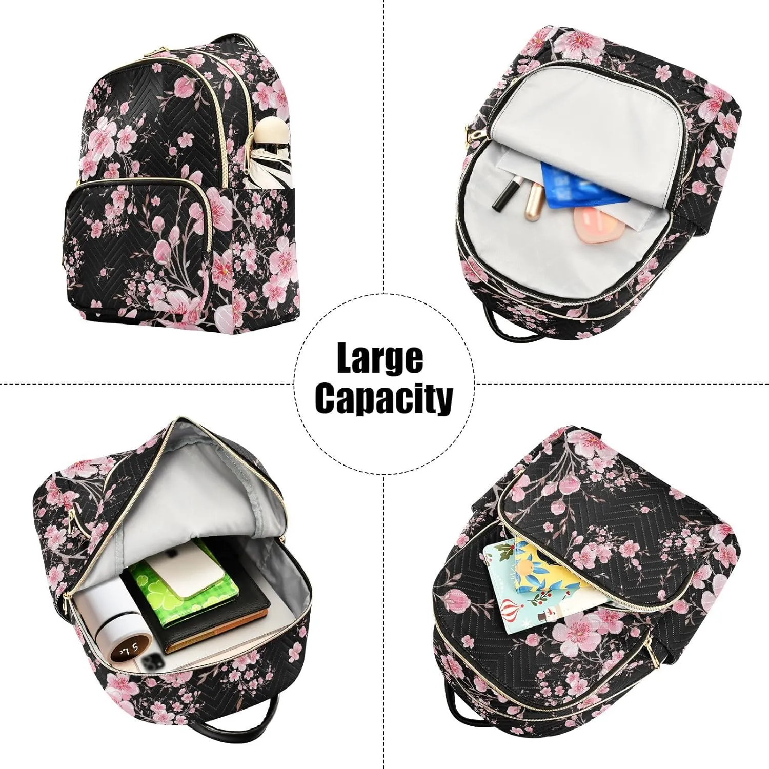 ALAZA Cherry Blossom Sakura Floral Mini Backpack Purse for Women Travel Bag Fashion Daypack Back Pack Shoulder Bag