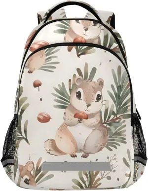 ALAZA Cute Squirrel Pine Nut Backpack Girls Kids Backpacks Boys School Bookbag 3rd 4th 5th Grade Casual Daypack Laptop Shoulder Bag with Chest Strap