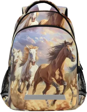 ALAZA Horse Gunma Desert Backpack Girls Kids Backpacks Boys School Bookbag 3rd 4th 5th Grade Casual Daypack Laptop Shoulder Bag with Chest Strap