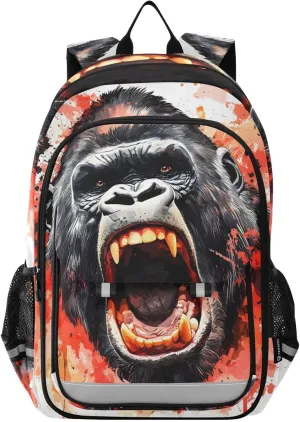 ALAZA King Kong Roar Red Splash Laptop Backpack Purse for Women BookBags 17 inch School Bags Men Boys Girls Travel Casual Daypack
