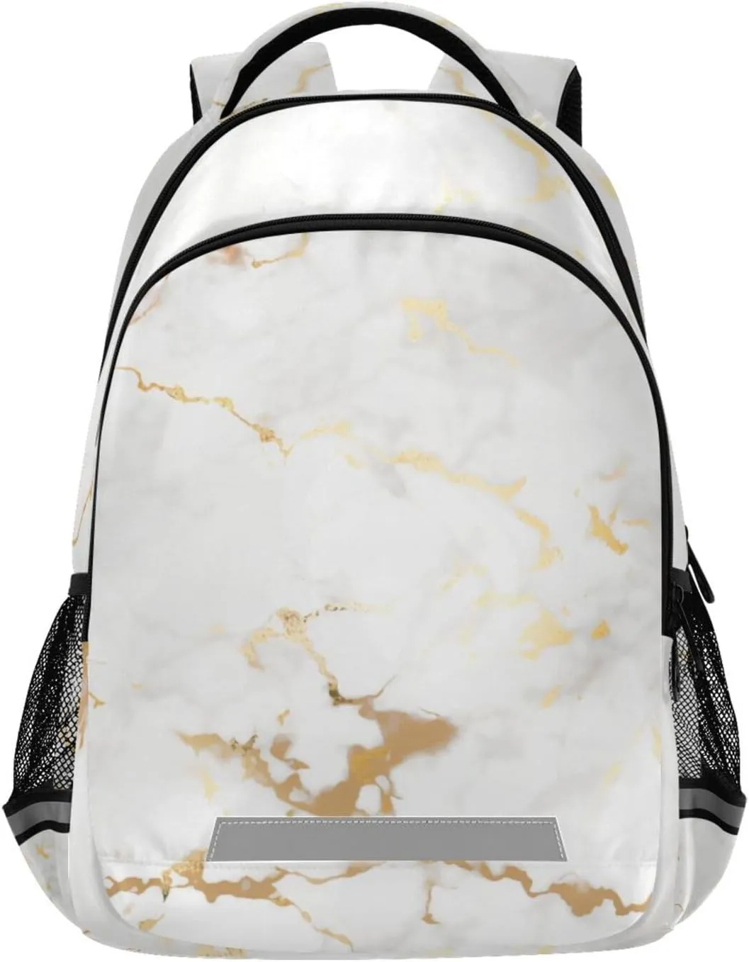 ALAZA Marble White Golden Backpack Girls Kids Backpacks Boys School Bookbag 3rd 4th 5th Grade Casual Daypack Laptop Shoulder Bag