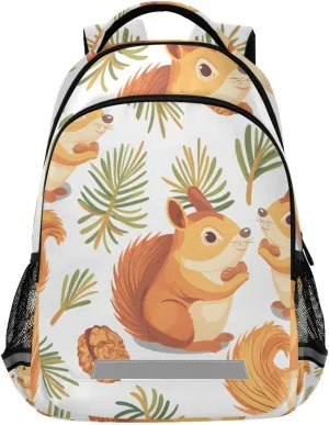 ALAZA Squirrel Pine Nut White Backpack Girls Kids Backpacks Boys School Bookbag 3rd 4th 5th Grade Casual Daypack Laptop Shoulder Bag with Chest Strap