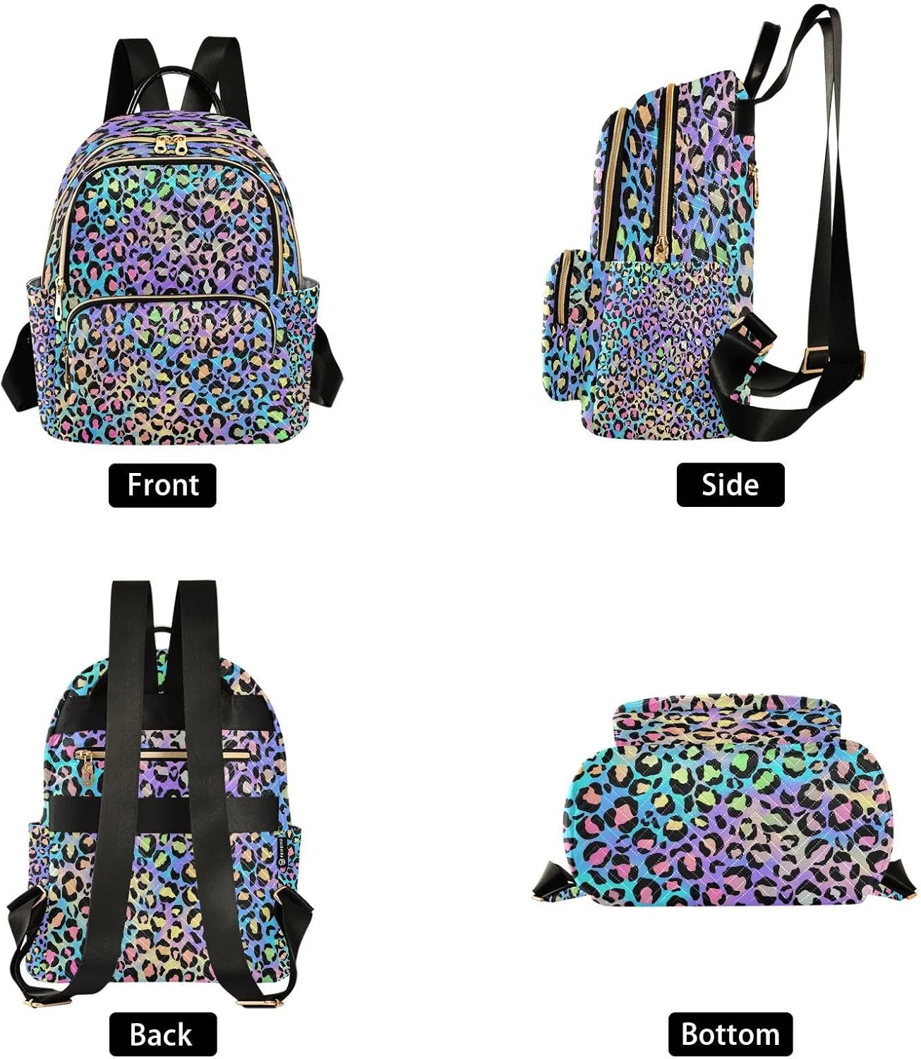 ALAZA Women Mini Backpack Purse Bag Lightweight Casual Daily Travel Backpack Leopard Print Puple Blue Cheetah Back Pack Fashion Multipurpose Shoulder Bag,M