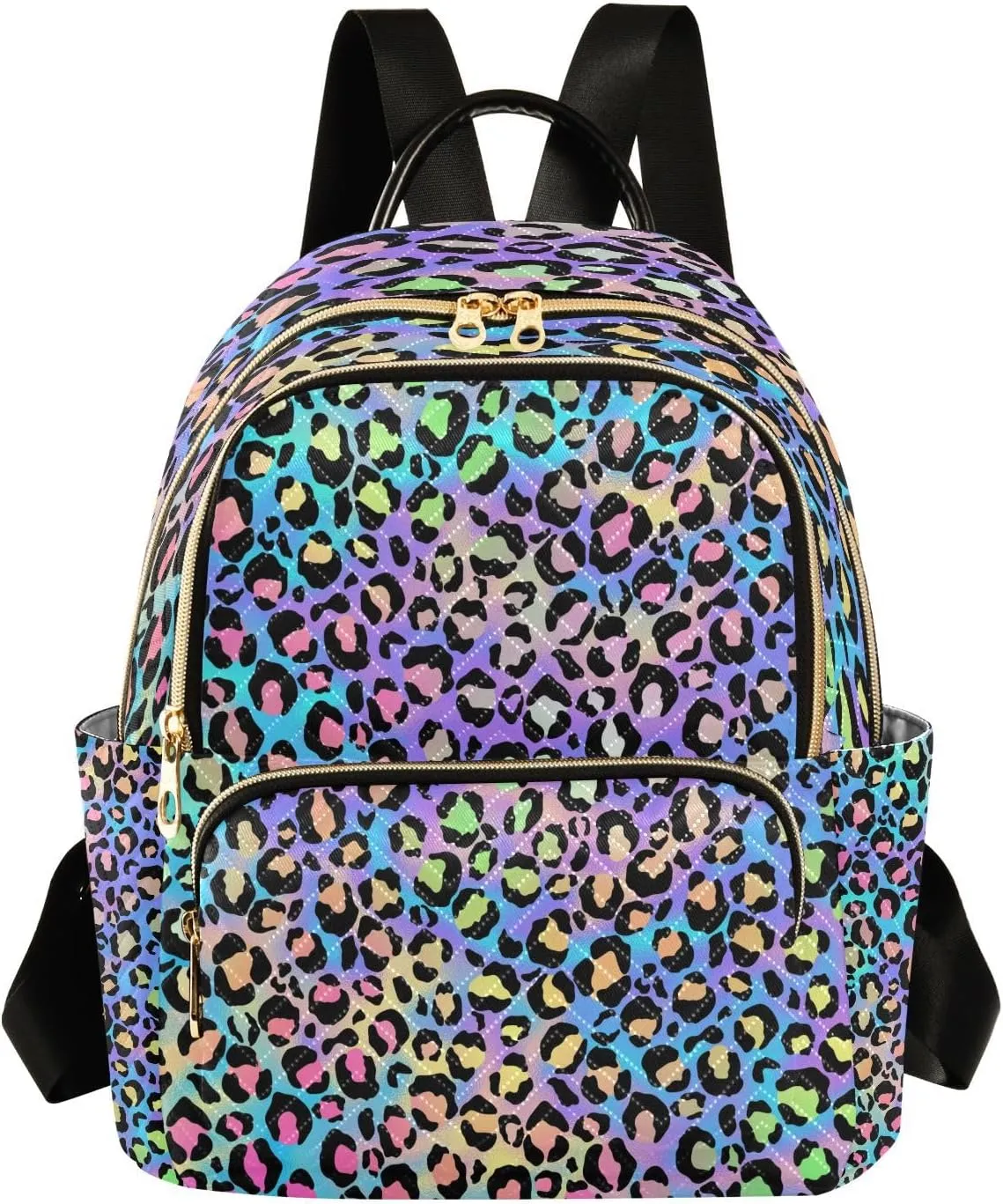 ALAZA Women Mini Backpack Purse Bag Lightweight Casual Daily Travel Backpack Leopard Print Puple Blue Cheetah Back Pack Fashion Multipurpose Shoulder Bag,M