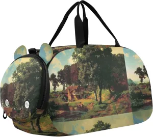 Albert Bierstadt Rustic Mill Painting Girls Duffle Bags for Travel Weekend Duffel Overnight Luggage Kids Sports Boys Carry on Duffel
