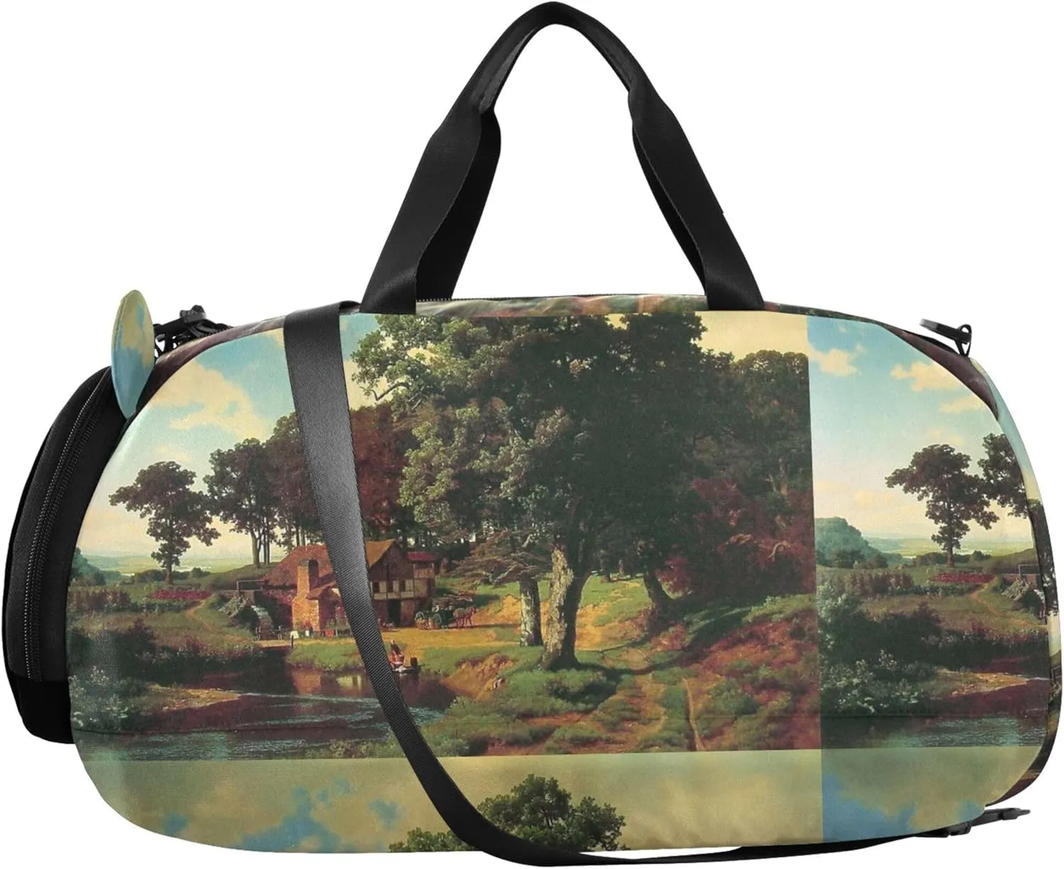 Albert Bierstadt Rustic Mill Painting Girls Duffle Bags for Travel Weekend Duffel Overnight Luggage Kids Sports Boys Carry on Duffel
