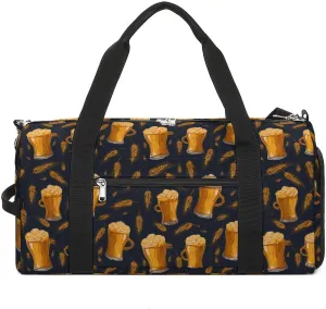 Alcohol Beer Pattern Sports Gym Bag Lightweight Travel Duffel Bag Workout Bags Casual Weekender Bag for Men Women