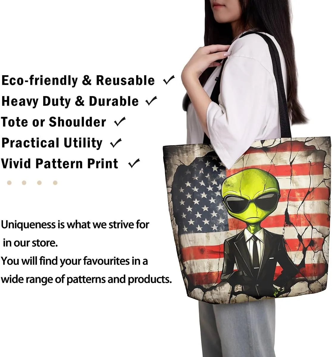 Alien Fairy Canvas Tote Bag for Adults