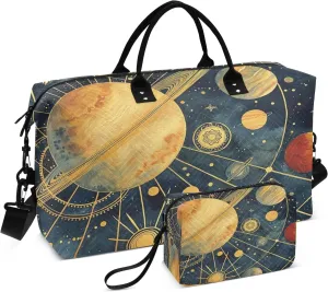 Alien Star Travel Duffel Bags with Toiletry Bag and Adjustable Strap for Travel Gym Yoga