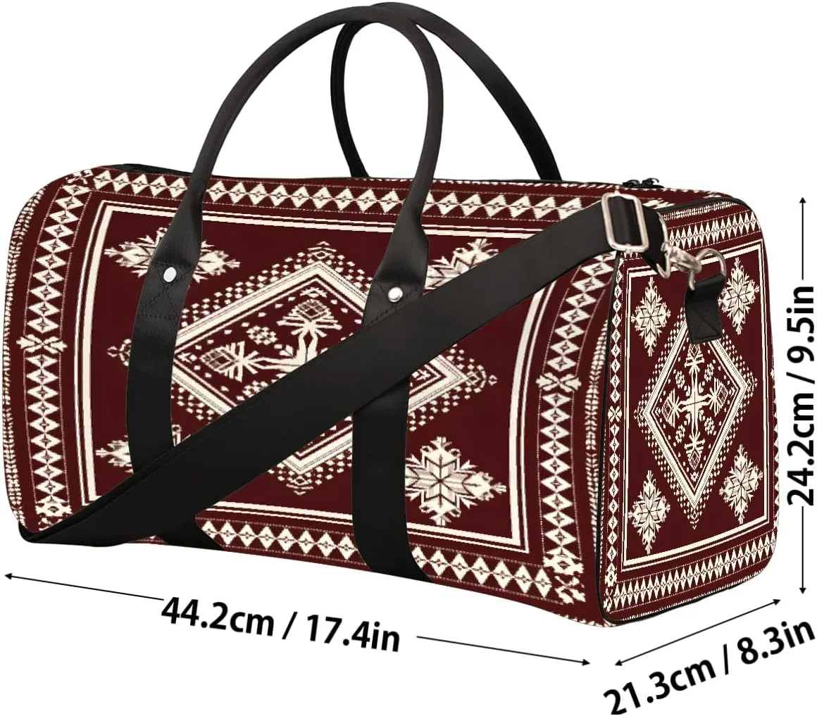 Alkez Square Art Travel Duffel Bag for Women Men Small Sport Gym Bag Waterproof Weekender Overnight Lightweight Carry on Foldable Gym Bag for Training Swim Yoga Traveling Handbag