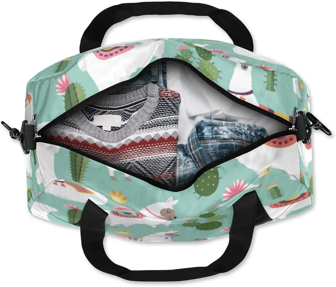 Alpaca Cactus Flower Gym Bag, Duffle Bag, Weekender Bag, Duffel Bag, Overnight Bag, Travel Duffel Bag, Dance Bag, Tote Bag, Beach Bag, Pool Bag, Gym Duffle Bag, Carry on Bag