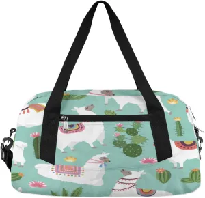 Alpaca Cactus Flower Gym Bag, Duffle Bag, Weekender Bag, Duffel Bag, Overnight Bag, Travel Duffel Bag, Dance Bag, Tote Bag, Beach Bag, Pool Bag, Gym Duffle Bag, Carry on Bag