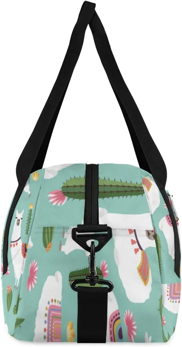 Alpaca Cactus Flower Gym Bag, Duffle Bag, Weekender Bag, Duffel Bag, Overnight Bag, Travel Duffel Bag, Dance Bag, Tote Bag, Beach Bag, Pool Bag, Gym Duffle Bag, Carry on Bag