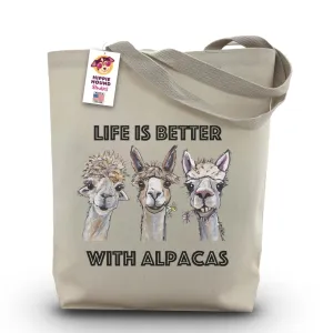 Alpaca Tote Bag - Life is Better Alpaca - Alpaca Gifts - Alpaca Gifts - Handmade Tote - Alpaca Canvas Bag - Shopping Bag - Mother's Day Alpaca - Shoulder Bag - Grocery Bag - Handbag - Beach Bag