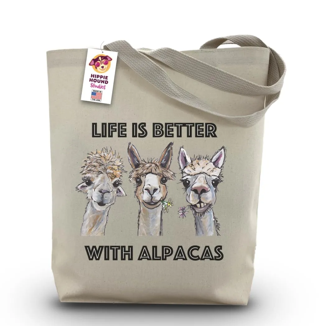 Alpaca Tote Bag - Life is Better Alpaca - Alpaca Gifts - Alpaca Gifts - Handmade Tote - Alpaca Canvas Bag - Shopping Bag - Mother's Day Alpaca - Shoulder Bag - Grocery Bag - Handbag - Beach Bag