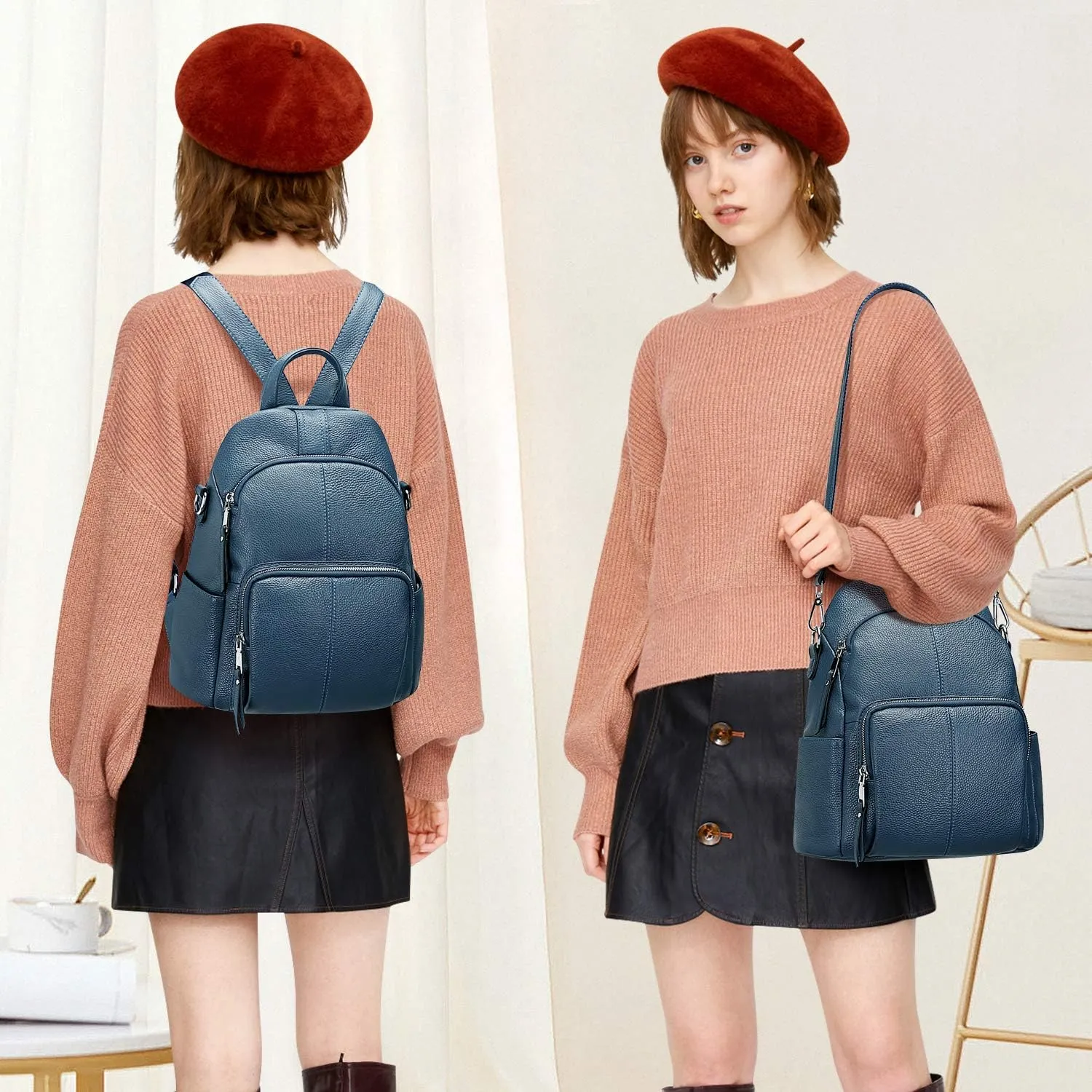 ALTOSY Soft Leather Backpack Purse For Women Backpacks Versatile Shoulder Bag