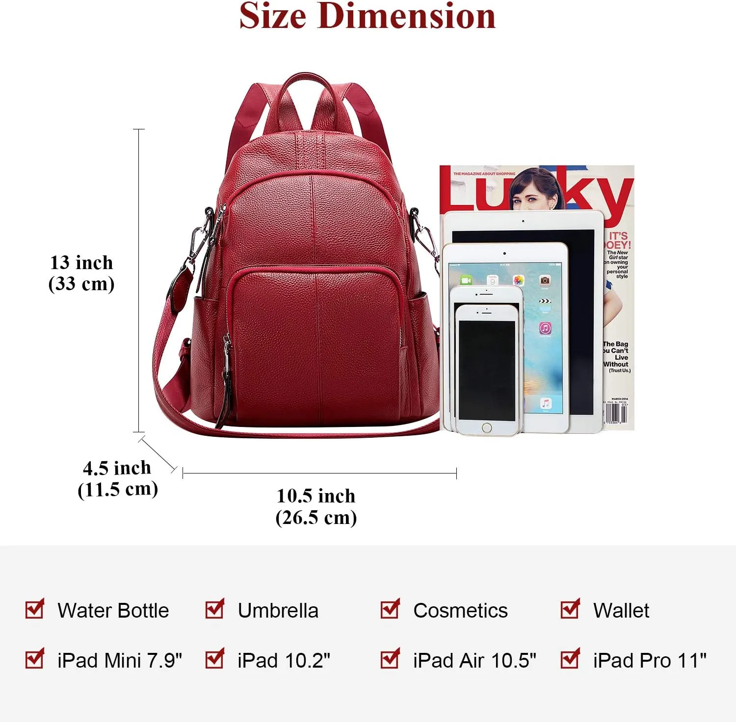 ALTOSY Soft Leather Backpack Purse For Women Backpacks Versatile Shoulder Bag