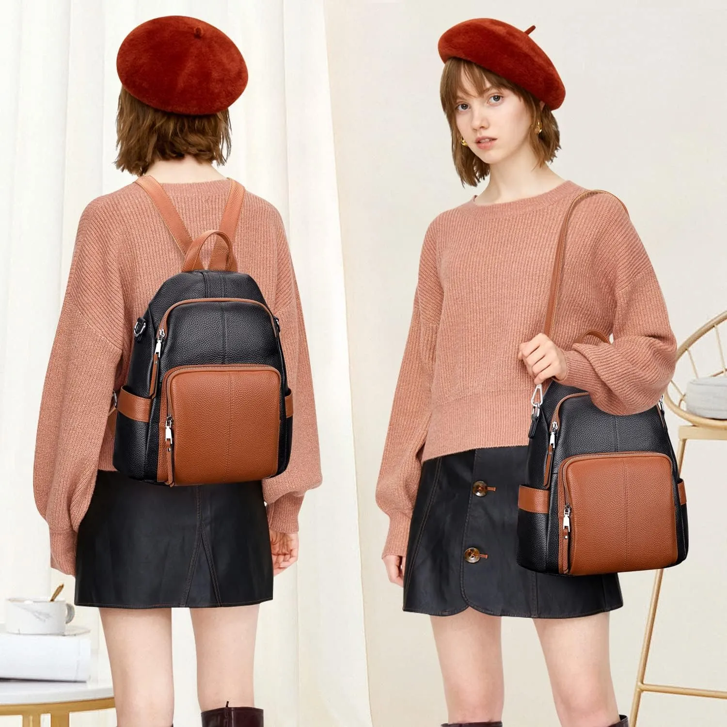 ALTOSY Soft Leather Backpack Purse For Women Backpacks Versatile Shoulder Bag