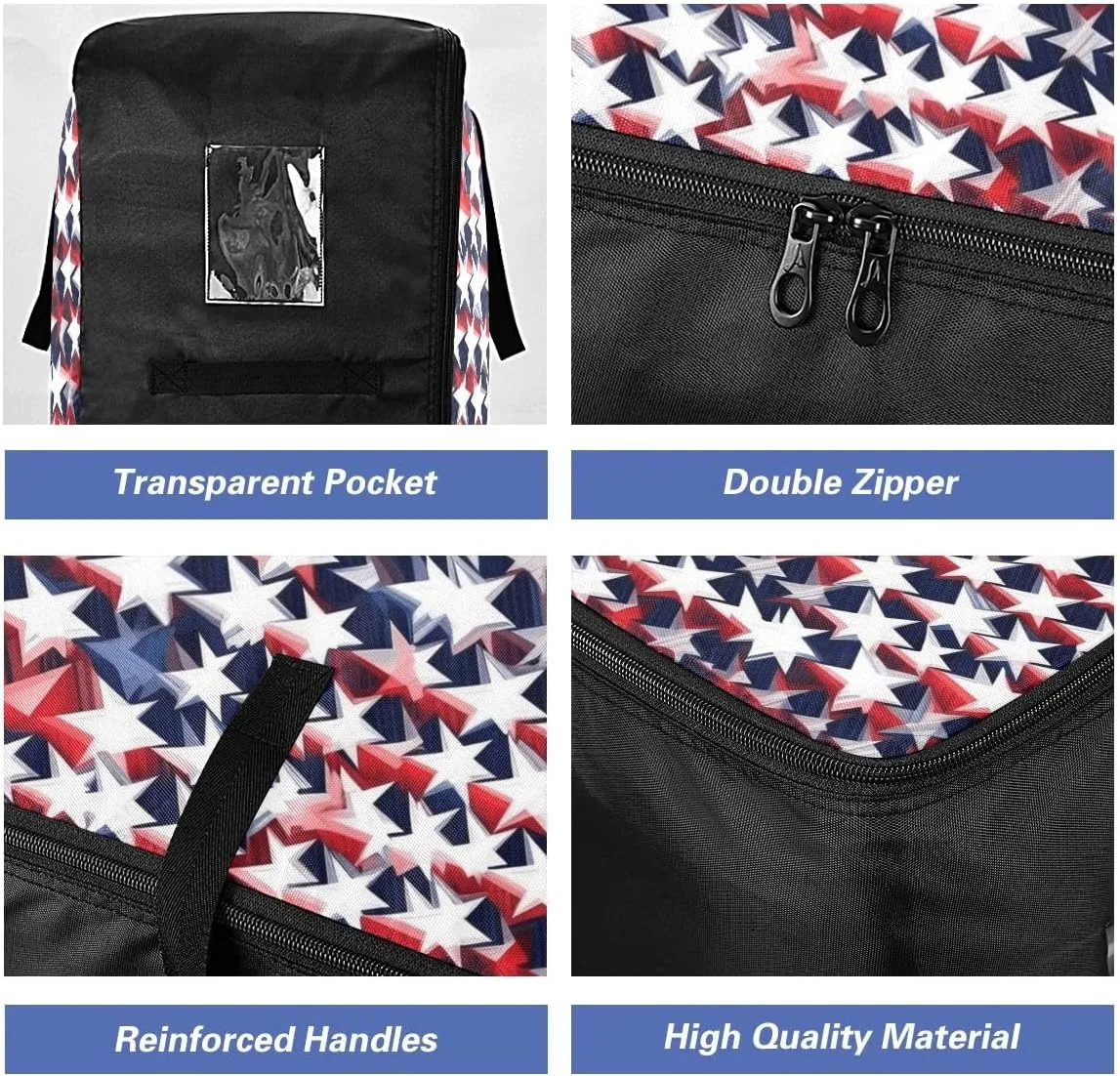 America Flag Stars Storage Bags Bedding Storage Containers with Handles Space Saving Packing Totes for Moving Supplies Storage