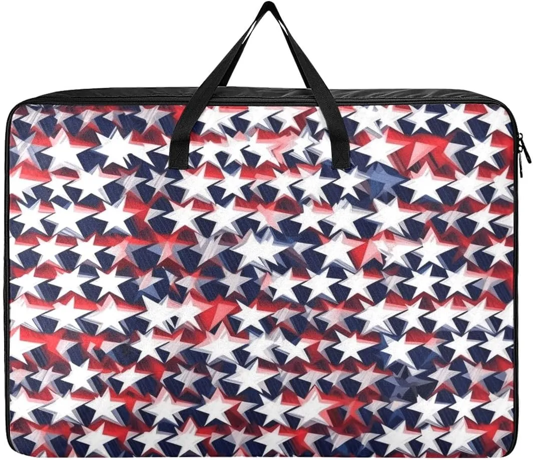 America Flag Stars Storage Bags Bedding Storage Containers with Handles Space Saving Packing Totes for Moving Supplies Storage