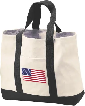 American Flag Tote Bag CANVAS American Flag Totes Beach Pool Travel Shopping Bag