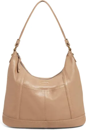 American Leather Co. Hudson Hobo Shoulder Bag for Women, Macadamia, Soft Leather Purse, Modern Handbag with Zippered Main Compartment & Slip Pockets, Functional & Fashionable Handbags for Women