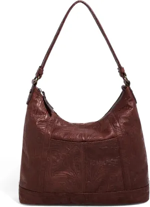 American Leather Hudson Hobo Shoulder Bag, Soft Leather Purse, Handbag With Zippered Compartments & Slip Pockets for Women