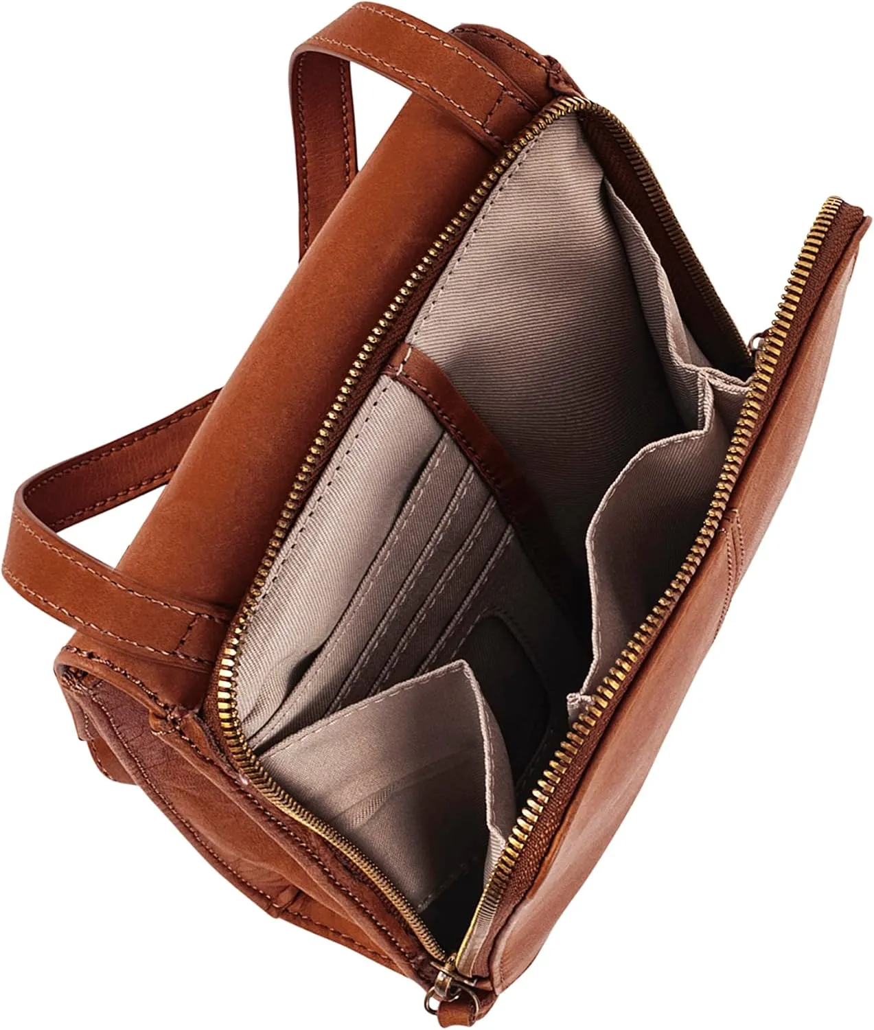 American Leather Kansas Crossbody HandBag, 100% Genuine Leather Purse, Multi-Pocket Sling Bag & Adjustable Straps for Women