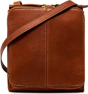 American Leather Kansas Crossbody HandBag, 100% Genuine Leather Purse, Multi-Pocket Sling Bag & Adjustable Straps for Women