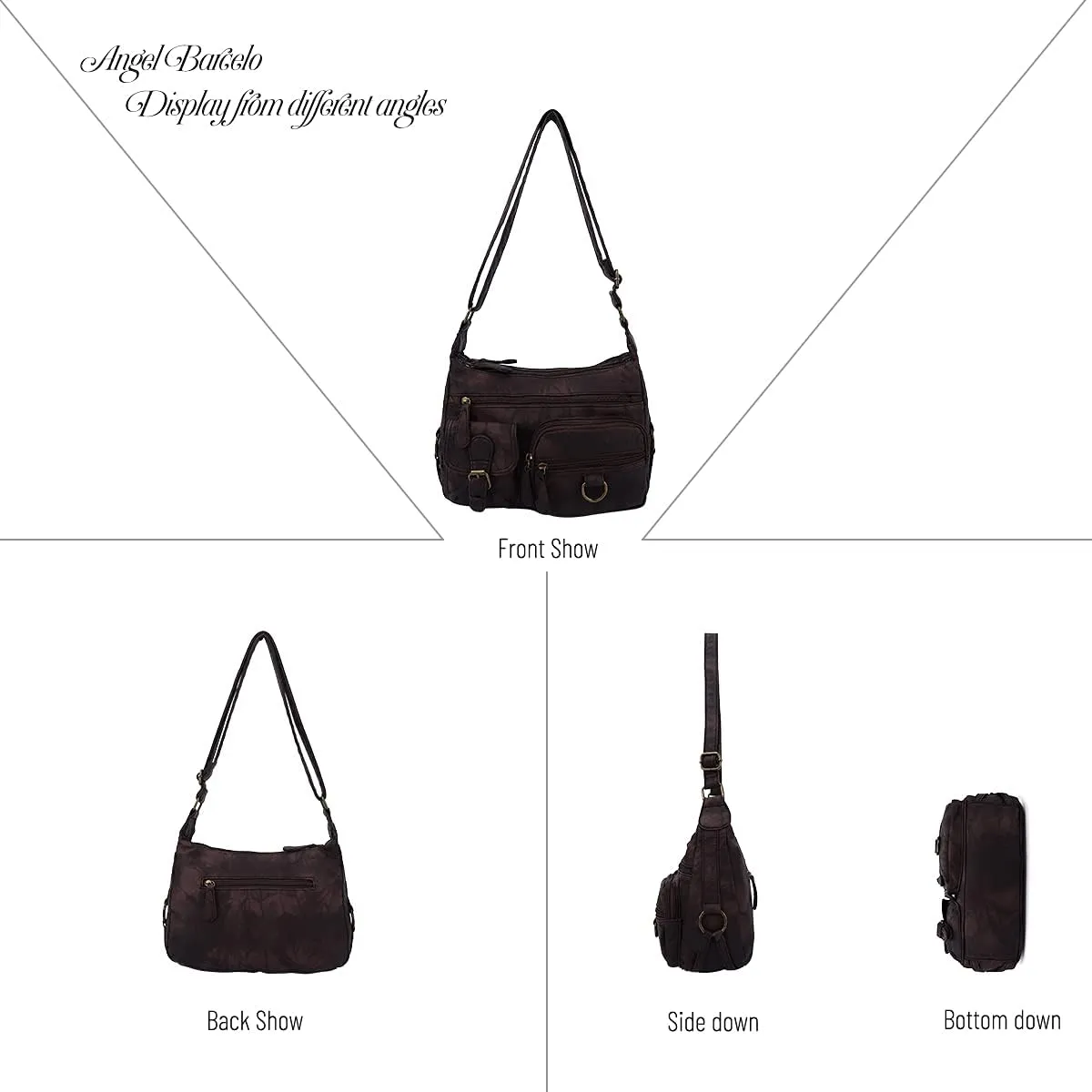 Angel Barcelo Cross body Shoulder Bag Women Soft PU Leather Purses and Handbags