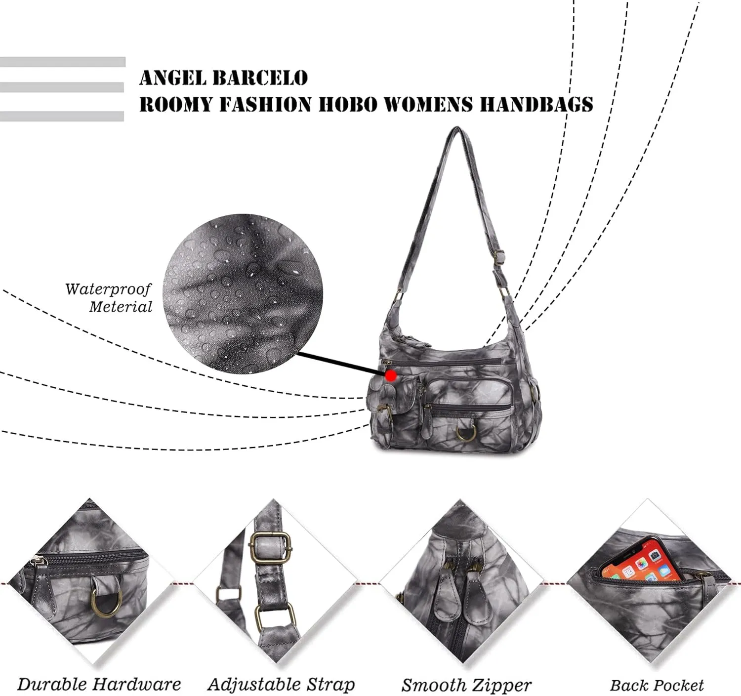 Angel Barcelo Cross body Shoulder Bag Women Soft PU Leather Purses and Handbags