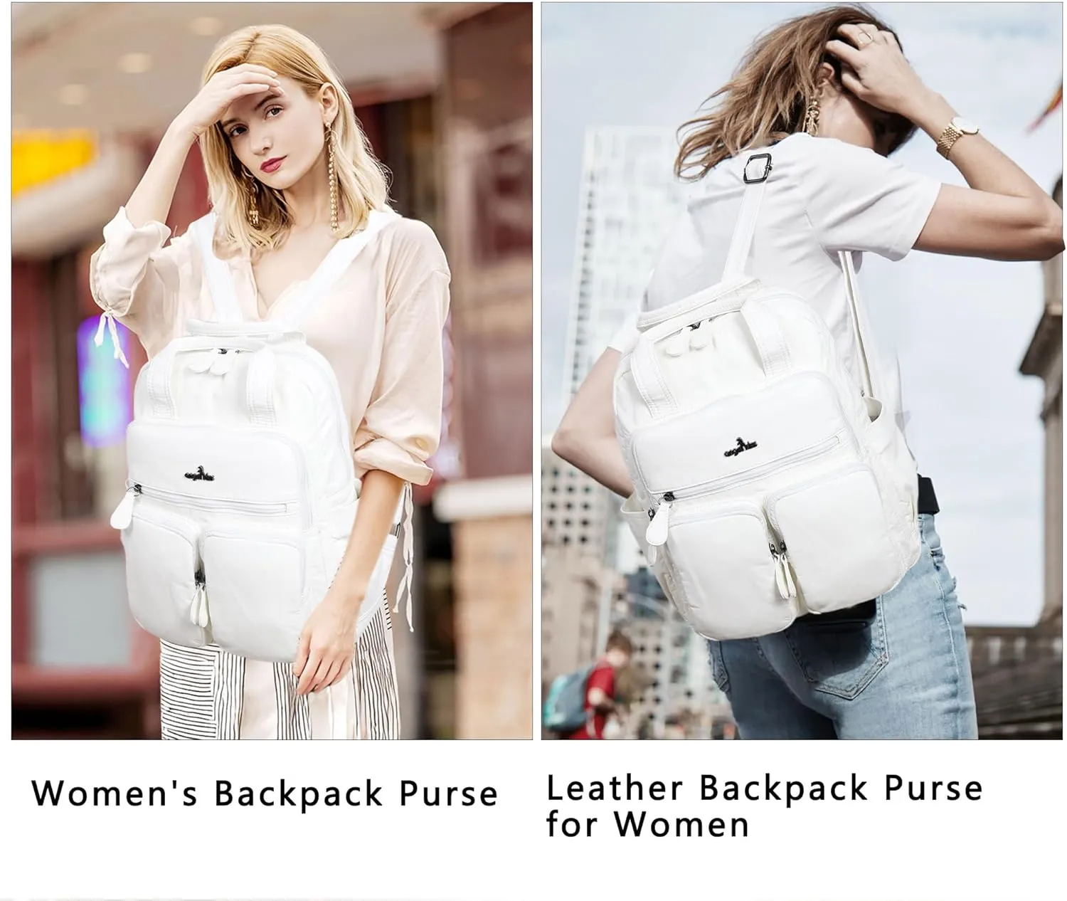 Angel Kiss Backpack Purse for Women Soft Washed Leather Multi Pocket Casual Travel Backpacks…