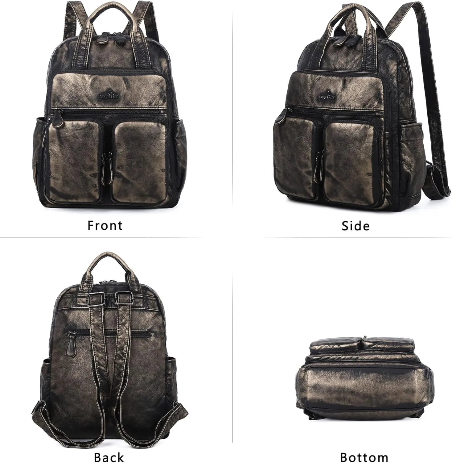Angel Kiss Backpack Purse for Women Soft Washed Leather Multi Pocket Casual Travel Backpacks…