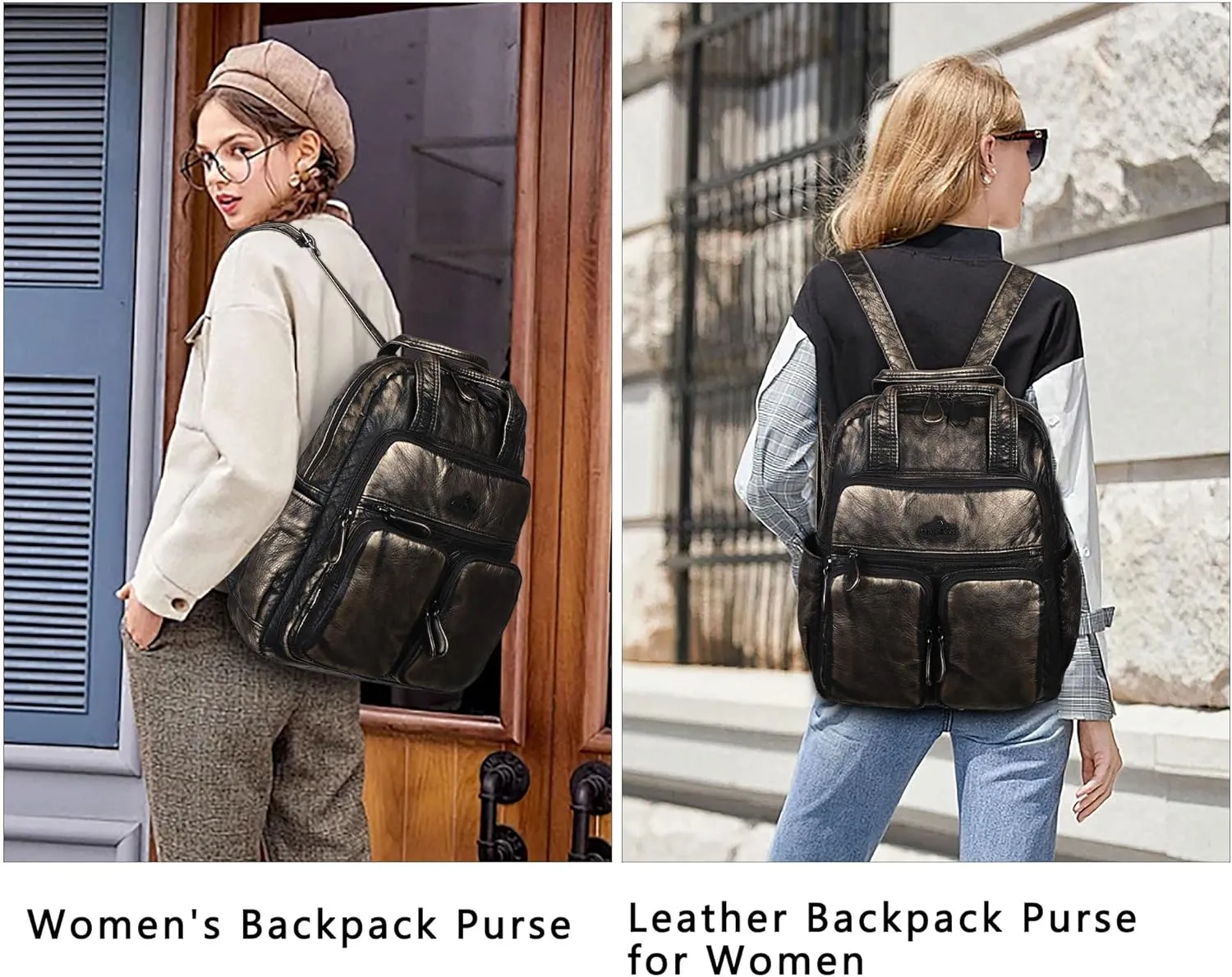 Angel Kiss Backpack Purse for Women Soft Washed Leather Multi Pocket Casual Travel Backpacks…