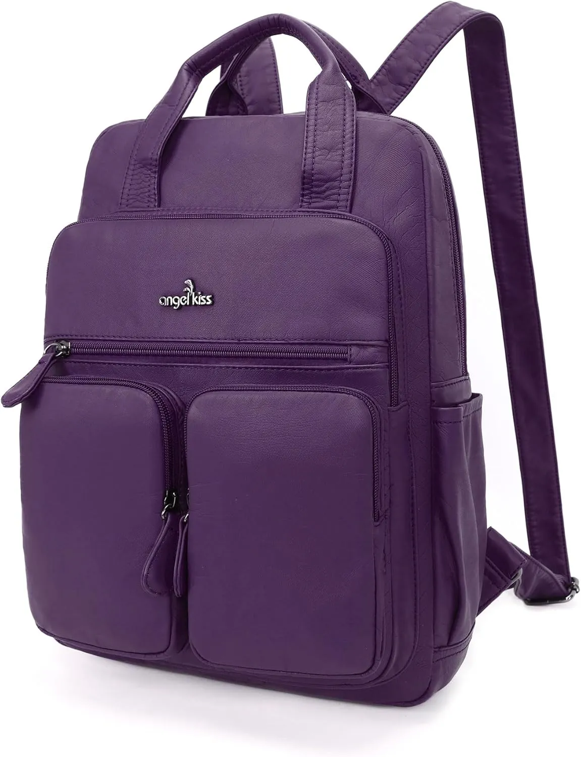 Angel Kiss Backpack Purse for Women Soft Washed Leather Multi Pocket Casual Travel Backpacks…