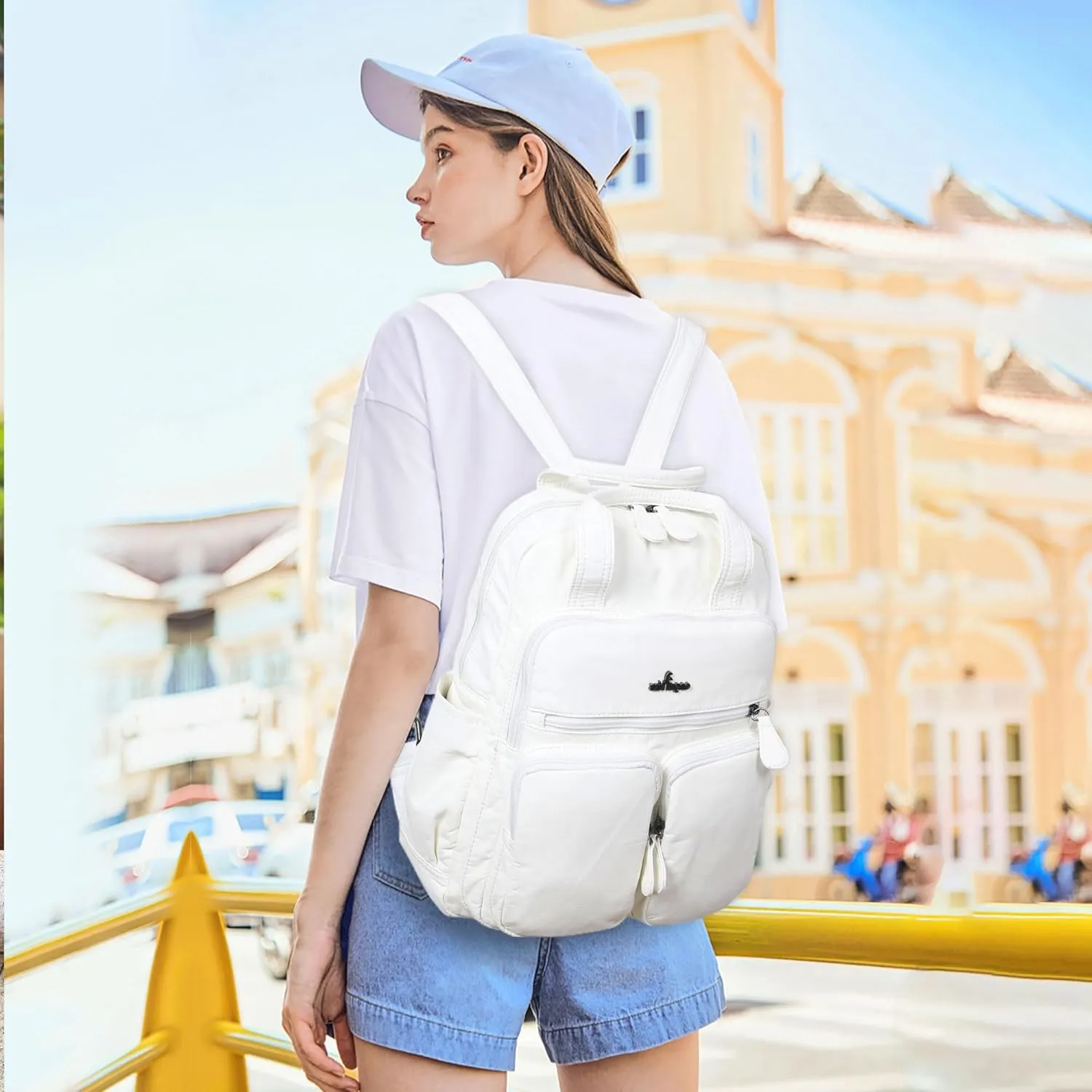 Angel Kiss Backpack Purse for Women Soft Washed Leather Multi Pocket Casual Travel Backpacks…