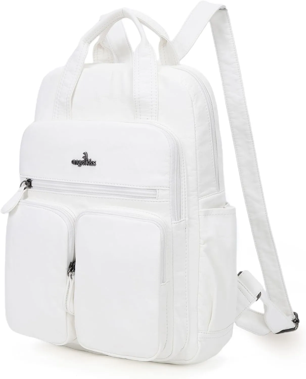 Angel Kiss Backpack Purse for Women Soft Washed Leather Multi Pocket Casual Travel Backpacks…