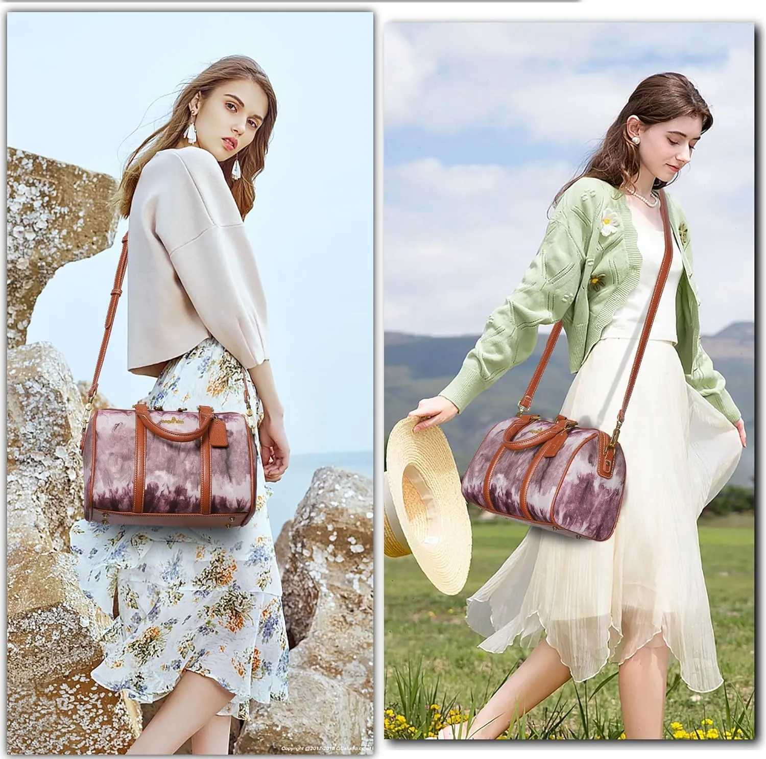 Angel Kiss Women Satchel Purses and Handbags Vegan Leather Boston Barrel Bag Top Handle Shoulder Purse with Crossbody Strap