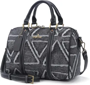 Angel Kiss Women Satchel Purses and Handbags Vegan Leather Boston Barrel Bag Top Handle Shoulder Purse with Crossbody Strap